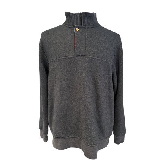 Orvis Dark Gray Quarter-Zip Pullover Sweatshirt With Ribbed Collar & Button Deta - Picture 1 of 8